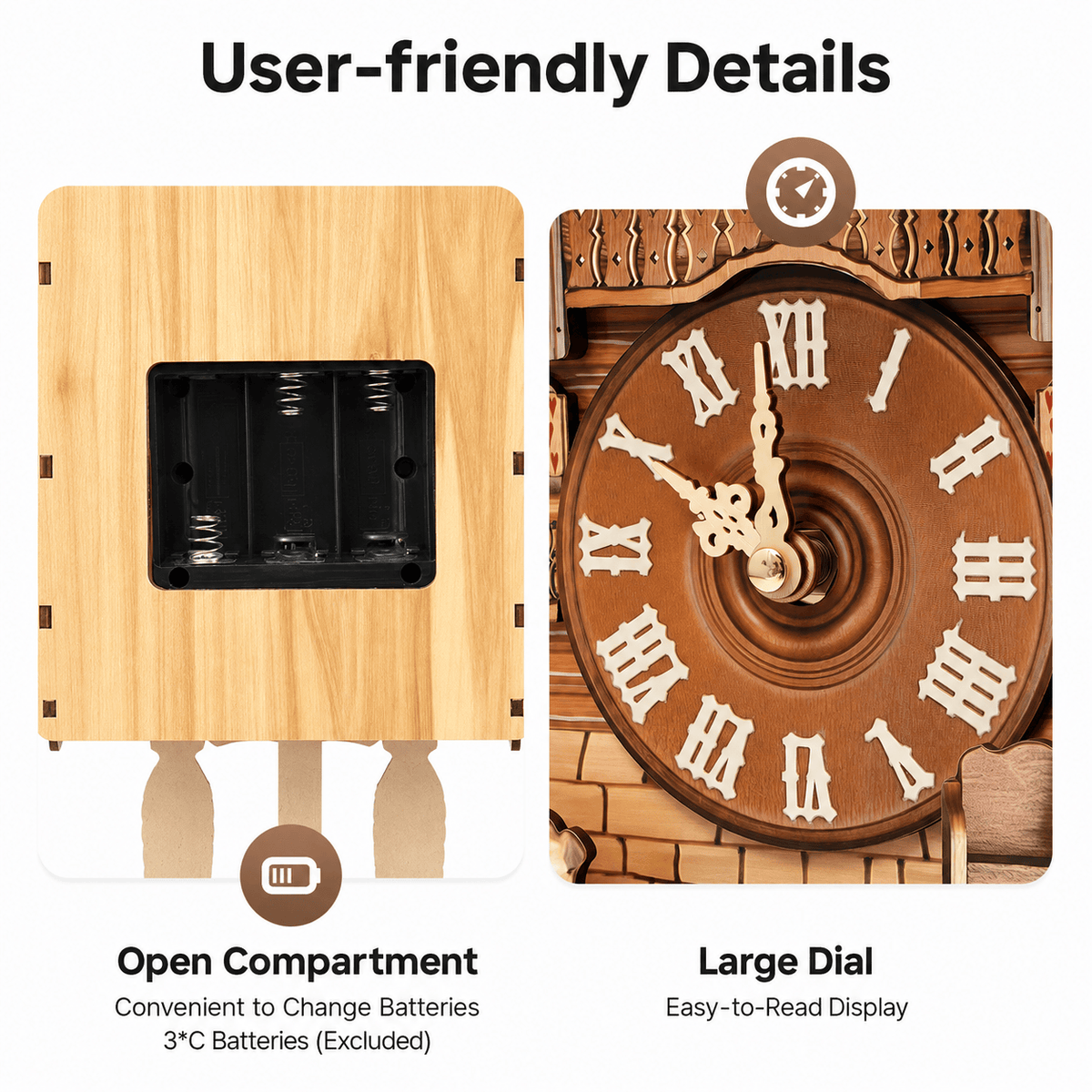 Horloge à coucou à pendule en MDF alpin Brenvika