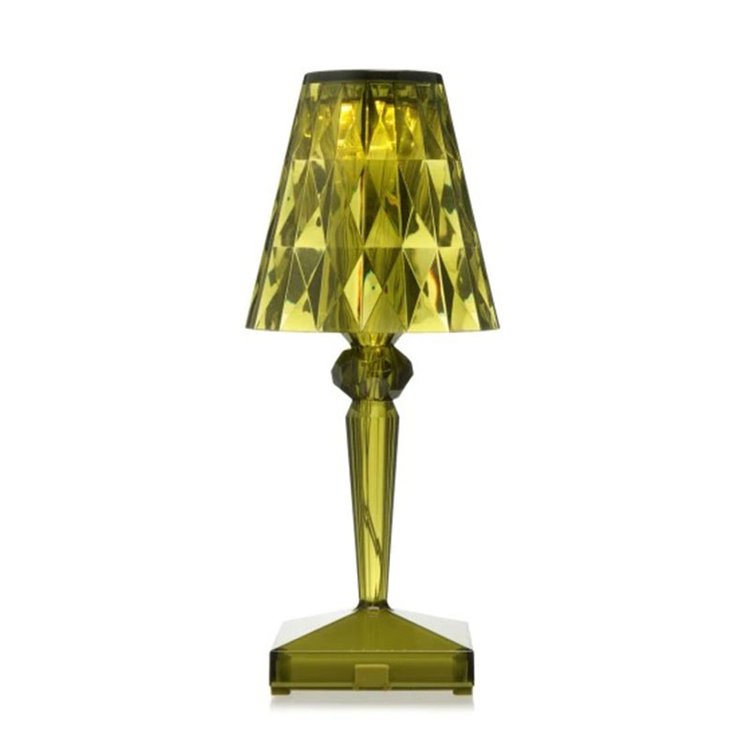 Lampe de table sans fil Prismara en cristal facetté