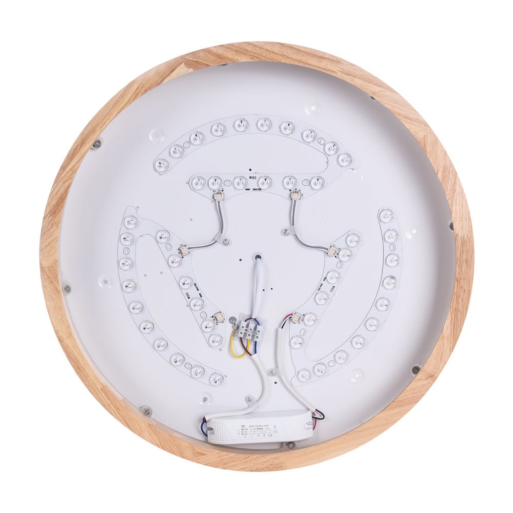 Plafonnier rond en chêne avec bordure