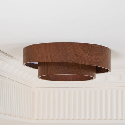 Plafonnier en spirale avec anneau couleur noyer