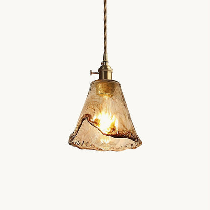Suspension vintage en laiton et ambre