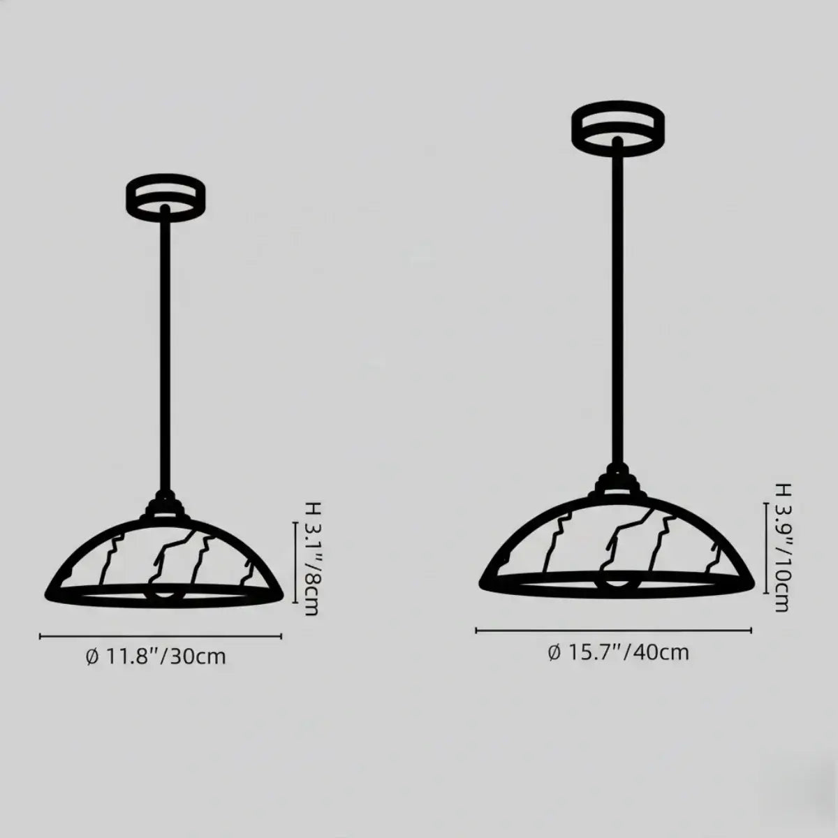 Suspension en laiton avec dôme en albâtre sculpté