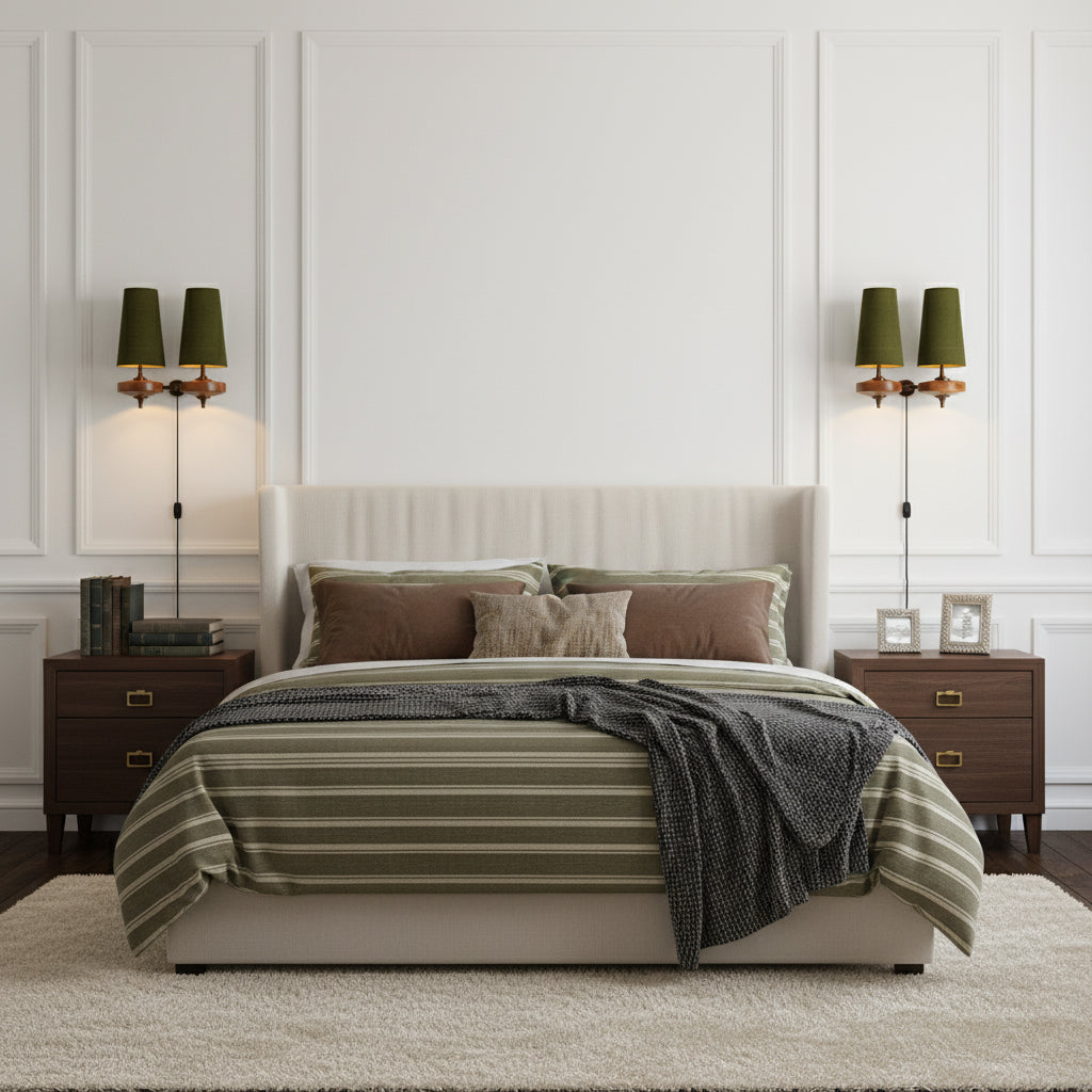Applique murale enfichable en noyer et laiton