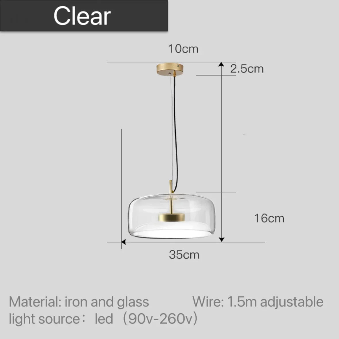 Suspension en verre teinté nordique Lumira