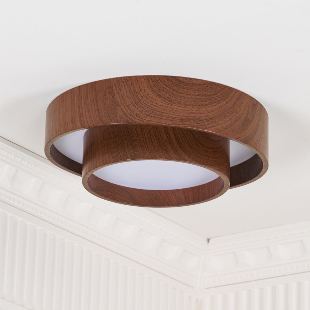 Plafonnier en spirale avec anneau couleur noyer