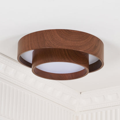 Plafonnier en spirale avec anneau couleur noyer