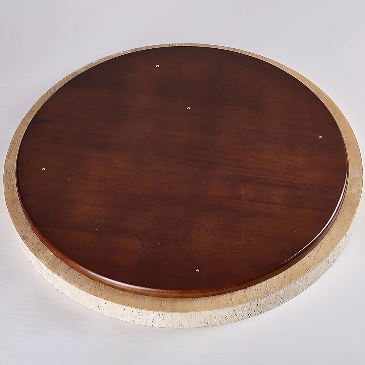 Plafonnier disque en travertin noyer