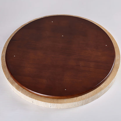 Plafonnier disque en travertin noyer