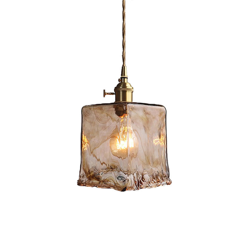 Suspension vintage en laiton et ambre
