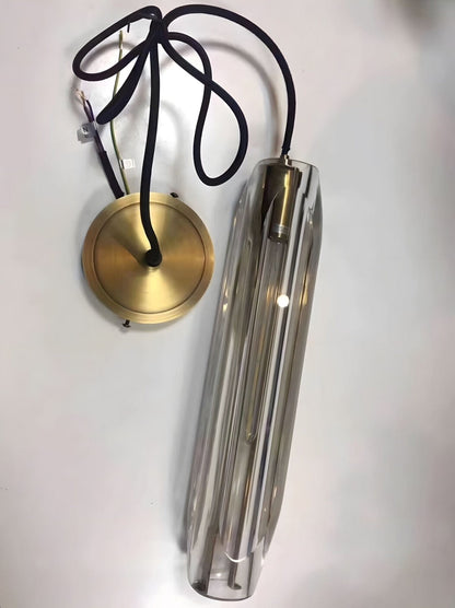 Suspension avec tige en cristal et finition en laiton
