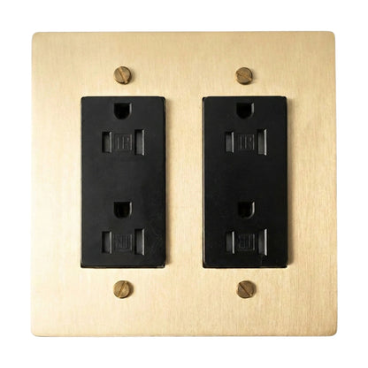Prise double Galveno Vintage en laiton massif