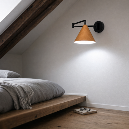 Applique murale Linnoro à bras pivotant, effet bois, style scandinave