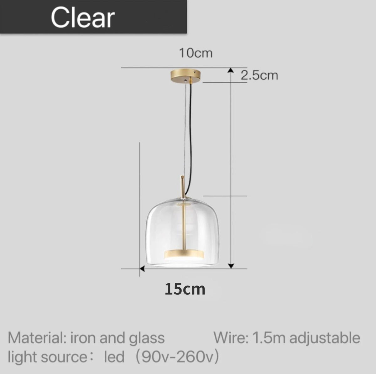 Suspension en verre teinté nordique Lumira
