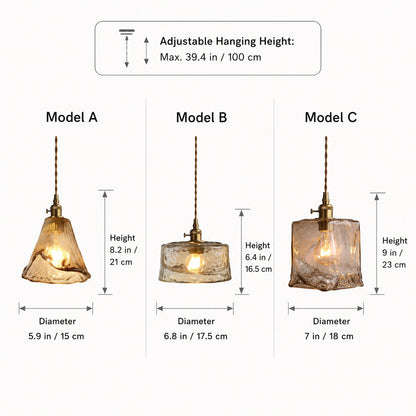 Suspension vintage en laiton et ambre
