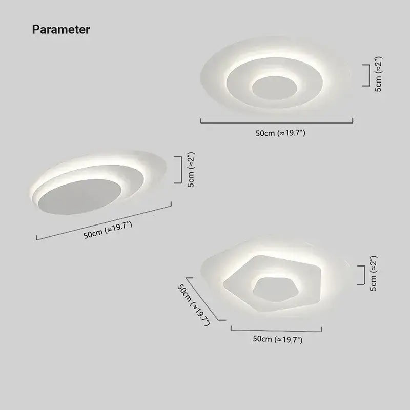 Plafonnier métallique superposé à montage affleurant