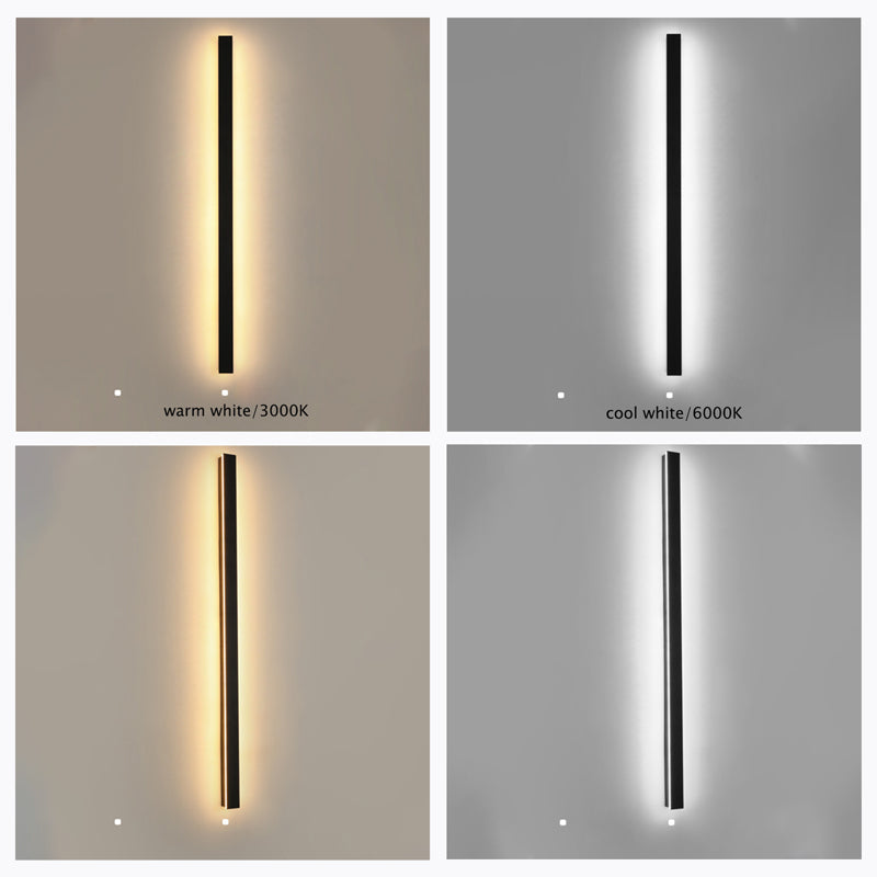 Applique murale extérieure Veldrin minimaliste et fine en métal noir
