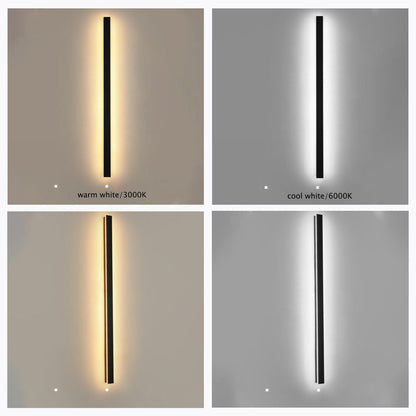 Applique murale extérieure Veldrin minimaliste et fine en métal noir