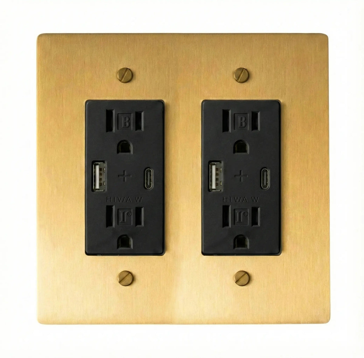 Prise double Galveno Vintage en laiton massif