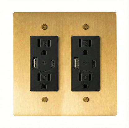 Prise double Galveno Vintage en laiton massif