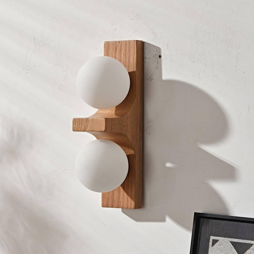 Applique murale double globe en bois