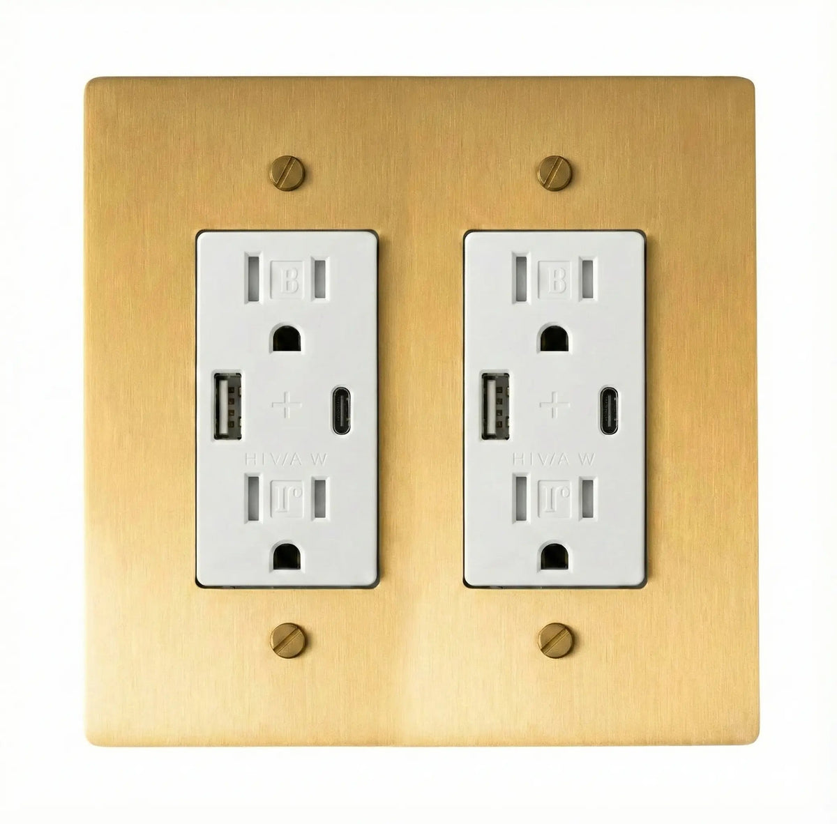 Prise double Galveno Vintage en laiton massif