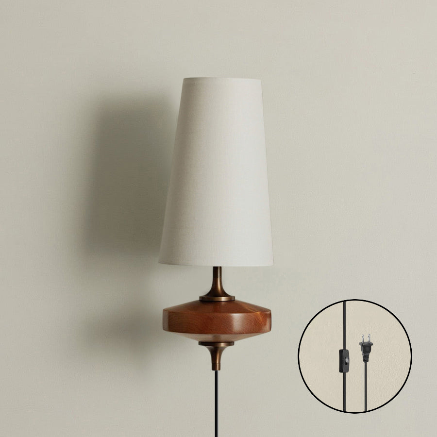 Applique murale enfichable en noyer et laiton