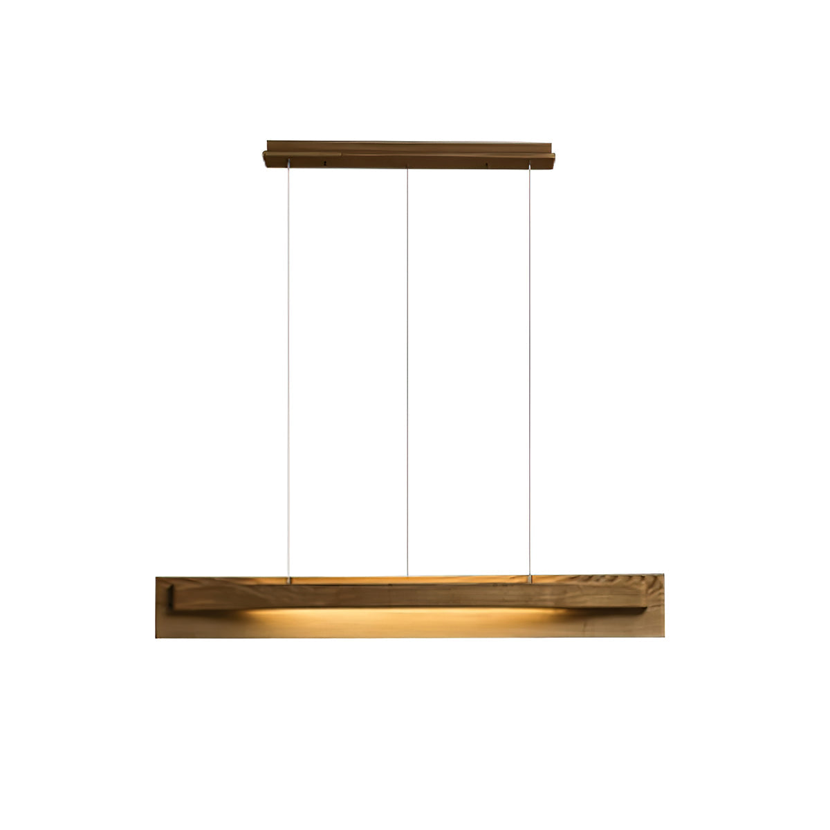 Lustre linéaire en bois et LED