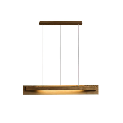 Lustre linéaire en bois et LED