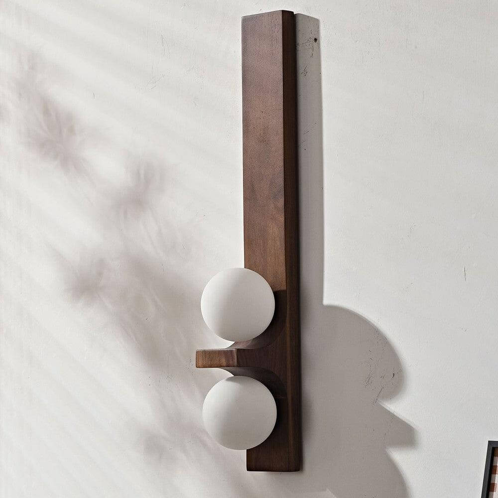 Applique murale double globe en bois
