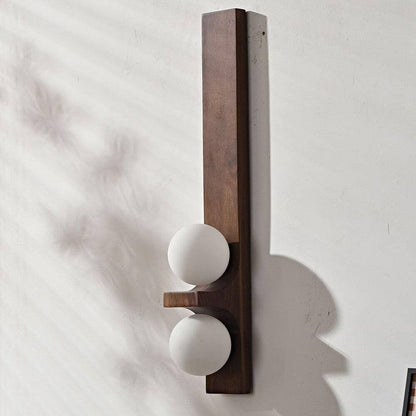 Applique murale double globe en bois