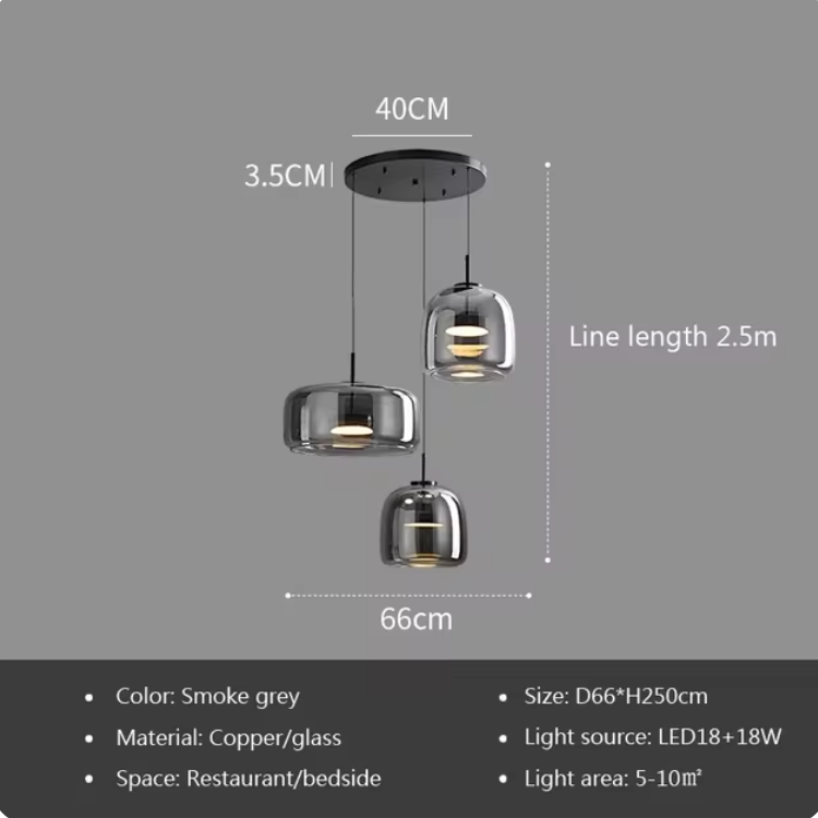Suspension en verre teinté nordique Lumira