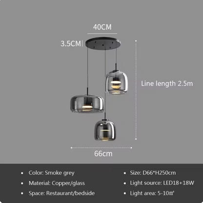 Suspension en verre teinté nordique Lumira