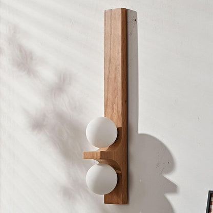 Applique murale double globe en bois