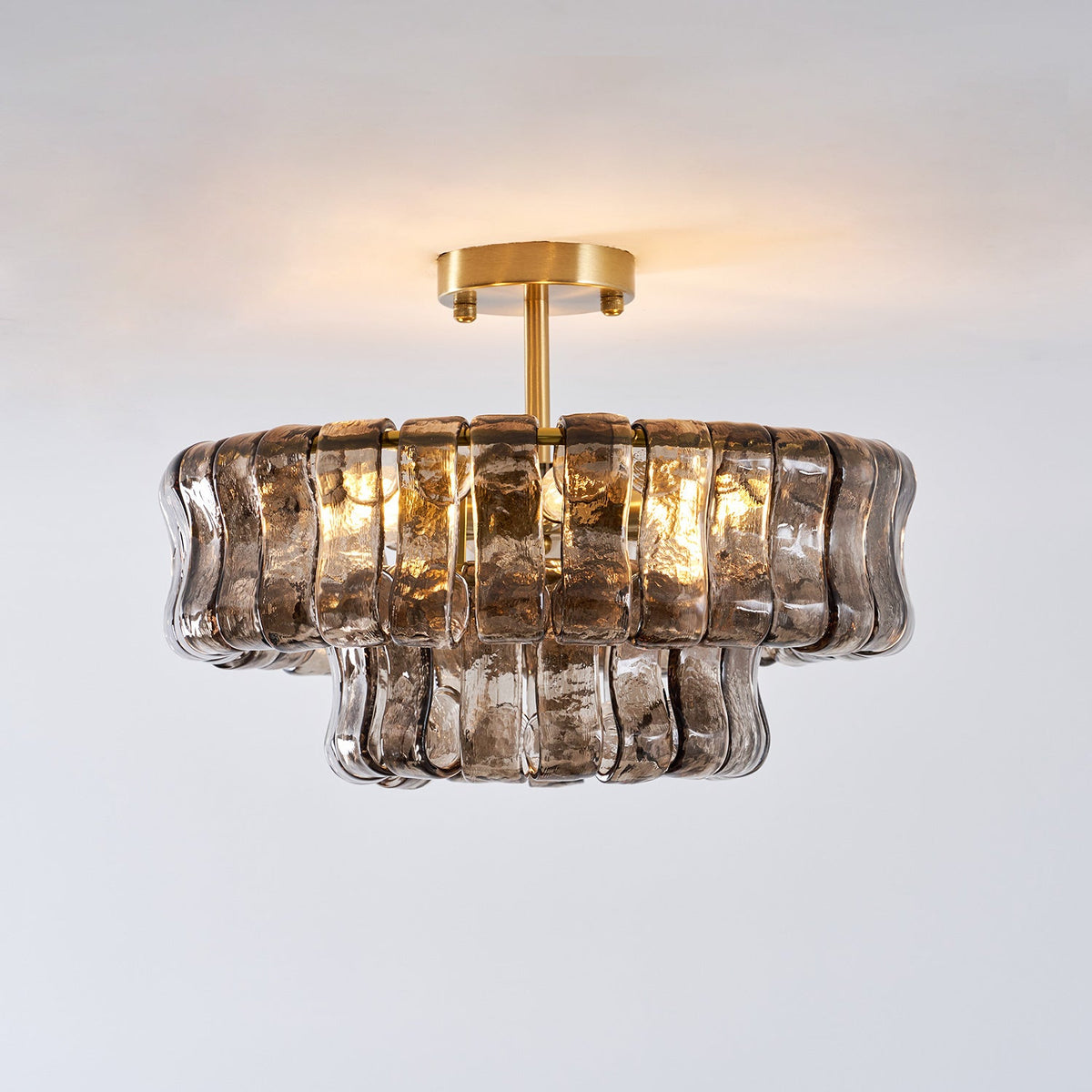 Plafonnier en verre givré à niveaux