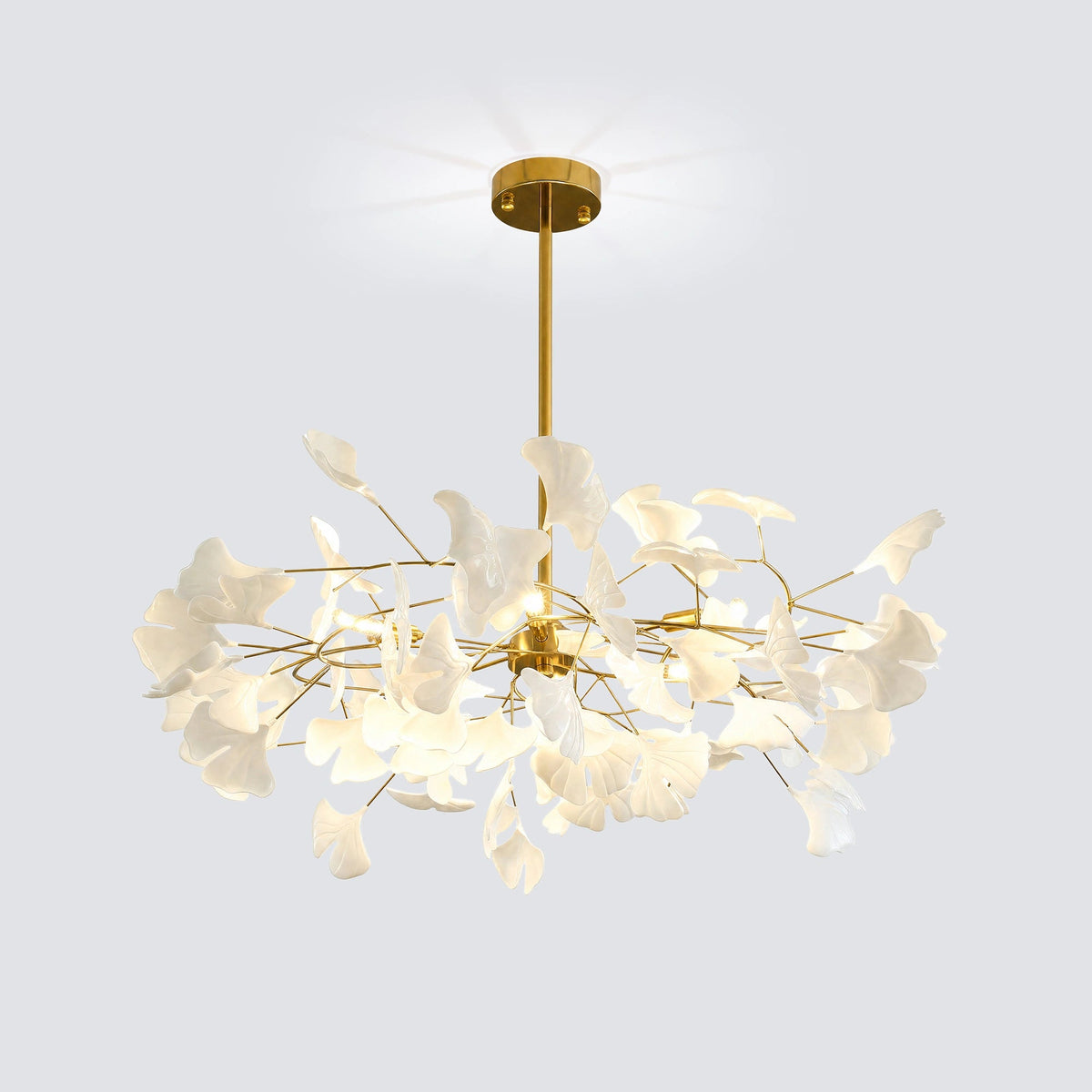 Lustre en laiton à pétales en céramique