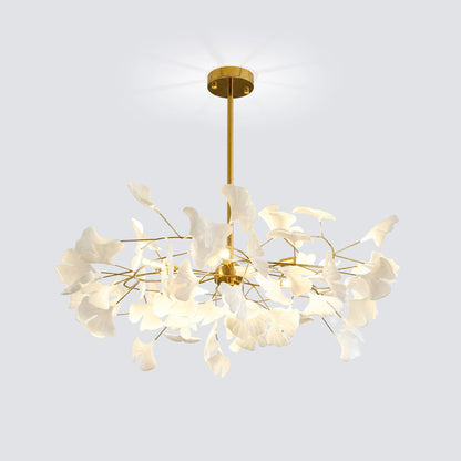 Lustre en laiton à pétales en céramique