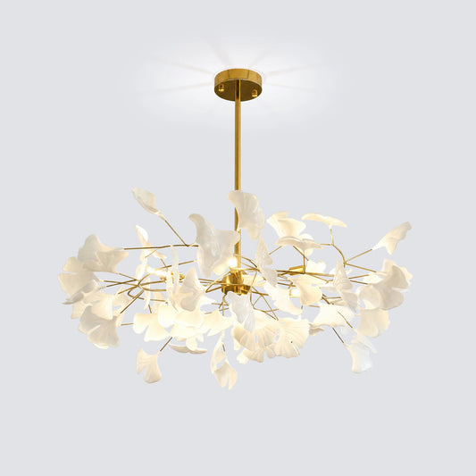Lustre en laiton à pétales en céramique