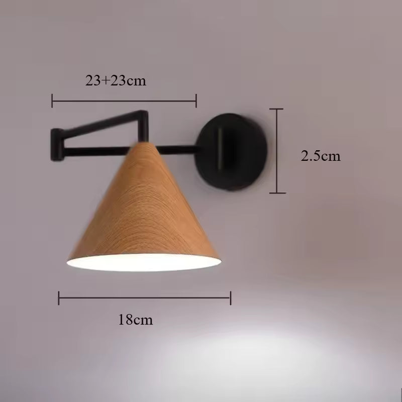 Applique murale Linnoro à bras pivotant, effet bois, style scandinave