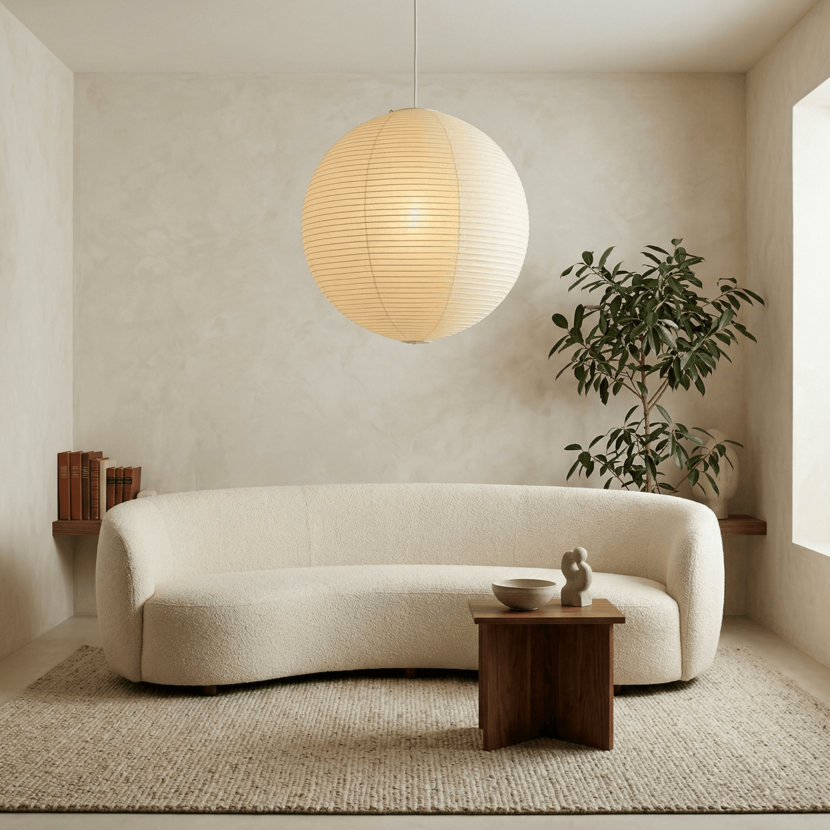 Suspension globe en papier washi