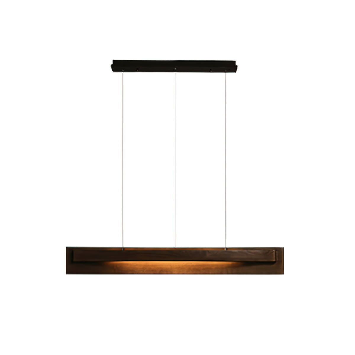 Lustre linéaire en bois et LED