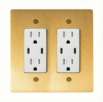 Prise double Galveno Vintage en laiton massif