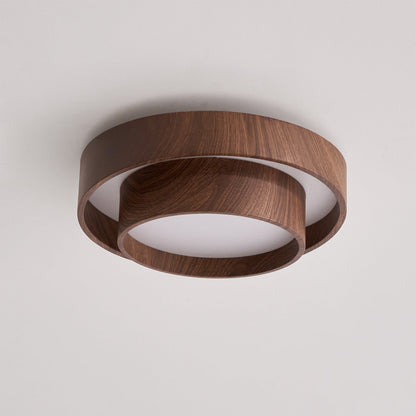 Plafonnier en spirale avec anneau couleur noyer