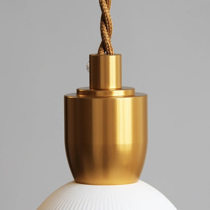 Suspension en céramique cuivrée nervurée