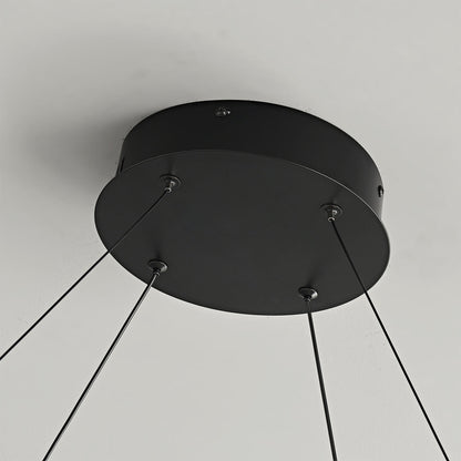 Lustre LED en noyer à double anneau