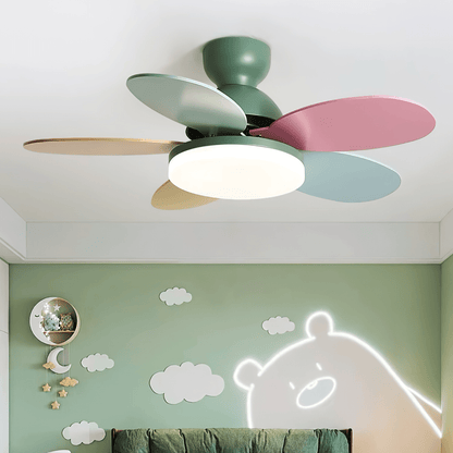 Ventilateur de plafond en bois à pales en forme de fleur