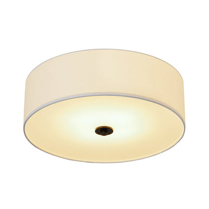 Plafonnier semi-encastré à tambour en lin blanc