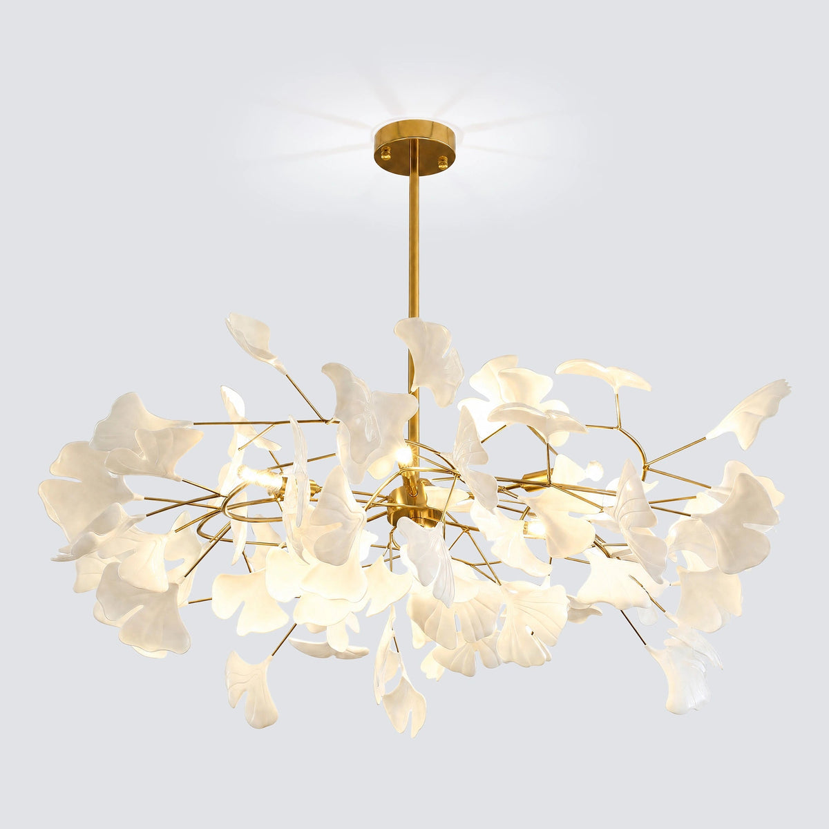 Lustre en laiton à pétales en céramique