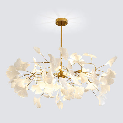Lustre en laiton à pétales en céramique
