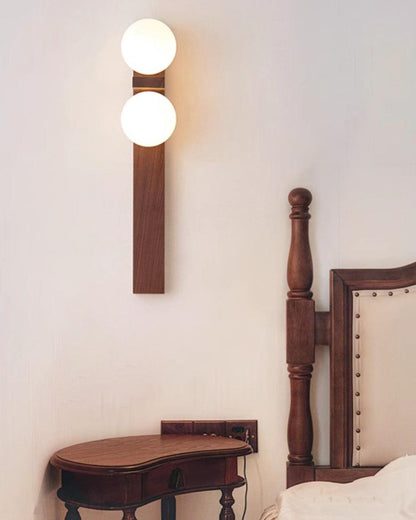 Applique murale double globe en bois