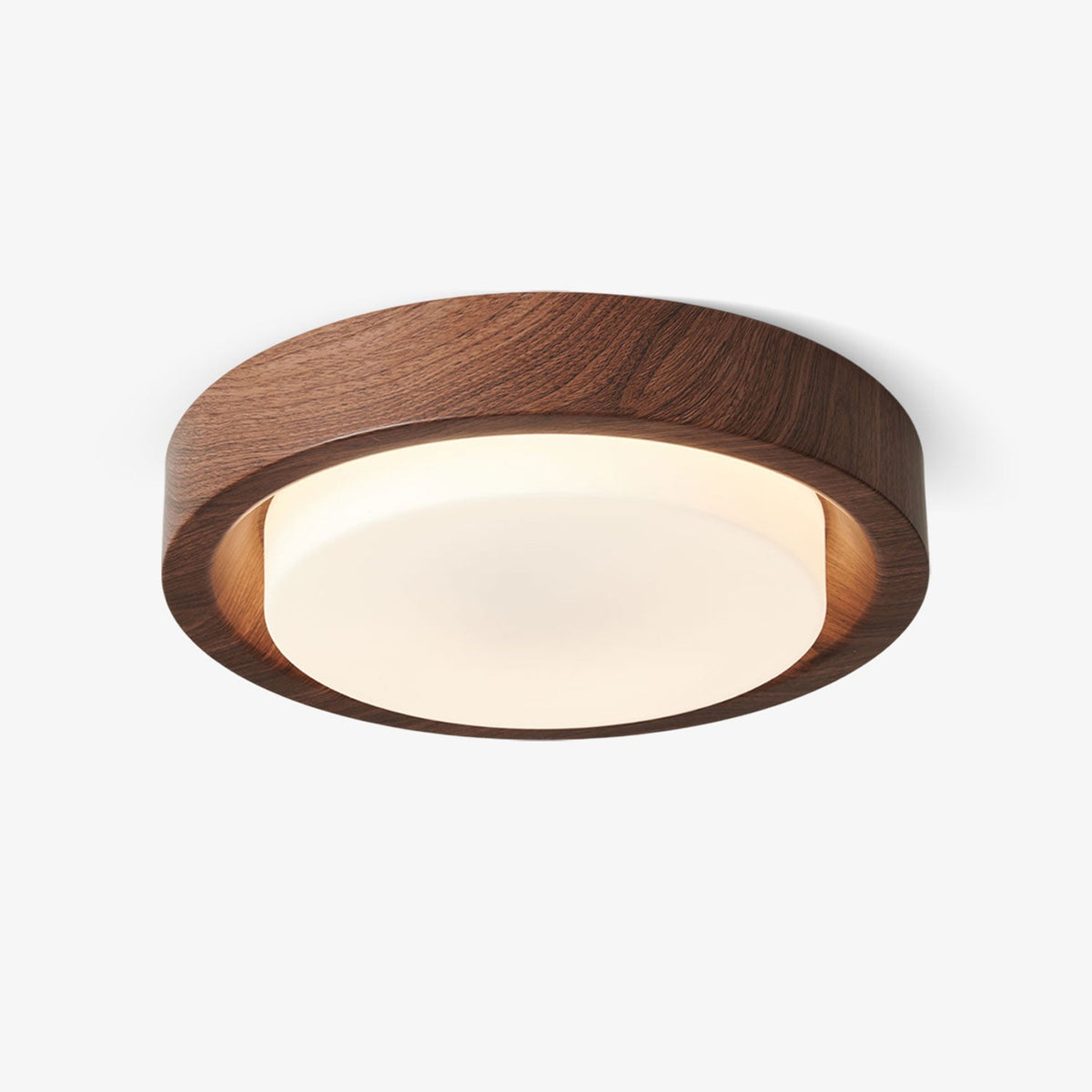 Plafonnier rond en bois et verre